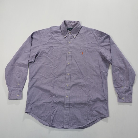 Ralph Lauren Other - Ralph Lauren Shirt Men Large Purple Gingham Check Long Sleeve Classic Fit Cotton